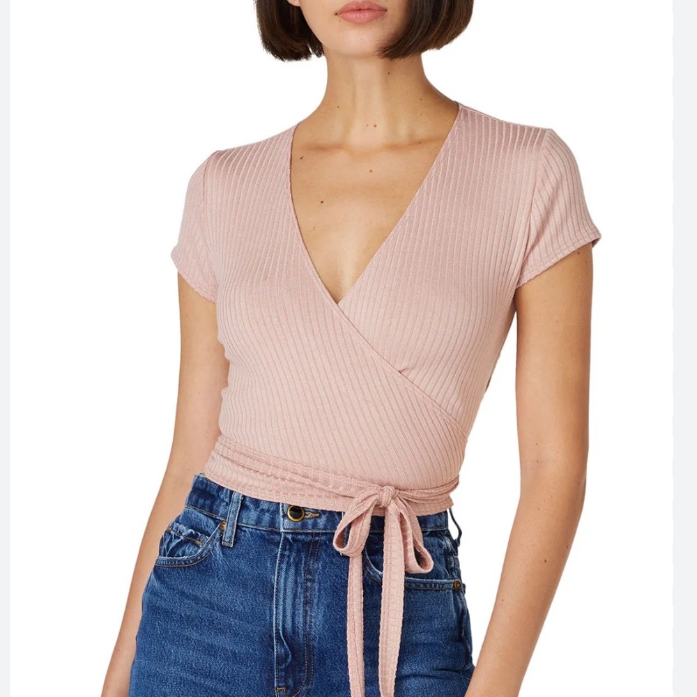 Reformation Pink Ribbed Top